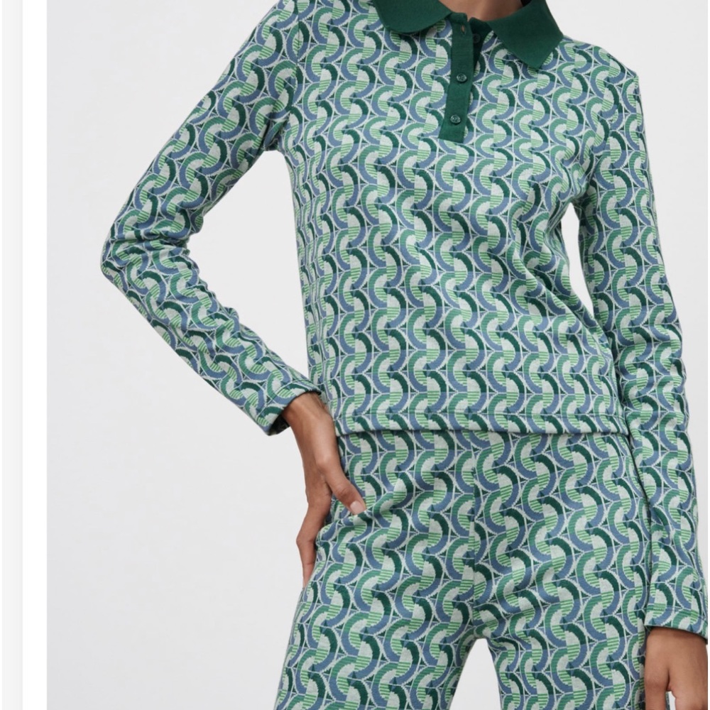 Zara JACQUARD POLO SHIRT and pants size large